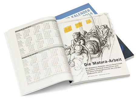 «Die Matura-Arbeit», Kalendergeschichte, Romano Cuonz, Nidwaldner Kalender 2014, Brattig, Zeichnung, Johanna im Postauto