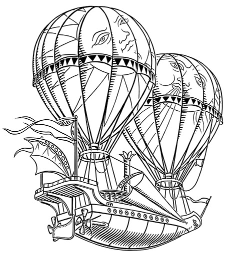 Das Luftschiff, digitale Zeichnung